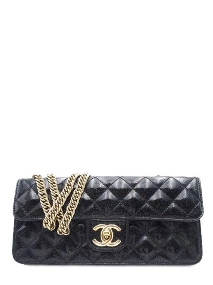 HOT SALE Glitter Quilted West East 2008-2009 Evening CHANEL Flap bag Patent Women shoulder Star 0501